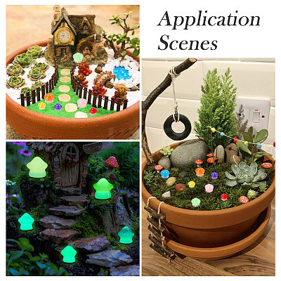 30Pcs 2 Styles Luminous Resin Mushroom Ornament RESI-TA0004-02A-1