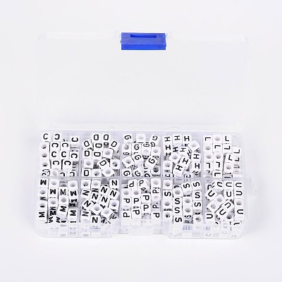1 Box Acrylic Horizontal Hole Letter Beads SACR-X0011-B-1
