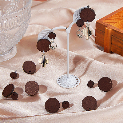 60Pcs Wood Stud Earrings Finding EJEW-FI0003-33E-1