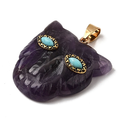 Natural Amethyst & Synthetic Turquoise Pendants G-Z090-02G-07-1