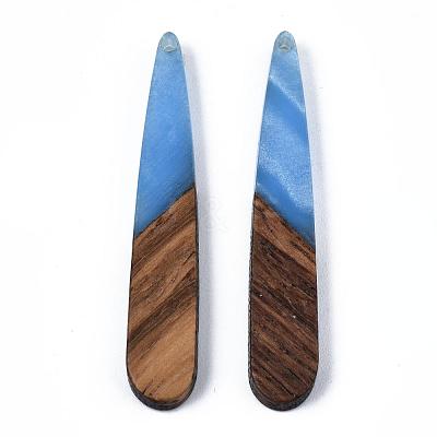 Opaque Resin & Walnut Wood Pendants X-RESI-S389-039A-C01-1