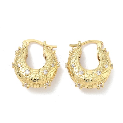Brass Micro Pave Clear Cubic Zirconia Hoop Earrings EJEW-C181-07G-1