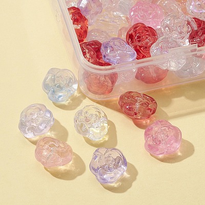 64Pcs 8 Colors Transparent Electroplate & Baking Paint Glass Beads GLAA-FS0001-37-1