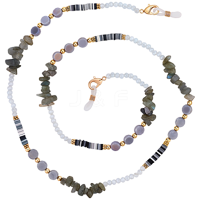1Pc Polymer Clay with Alloy and Crystal Neck Strap for Eyeglasses AJEW-CN0005-04E-1