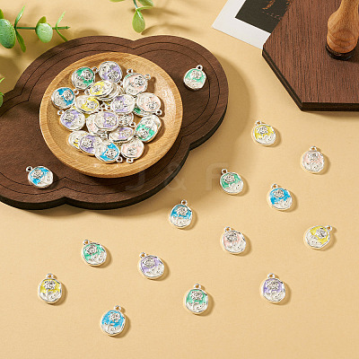 50Pcs 5 Colors Alloy Pendants ENAM-TA0003-93P-1