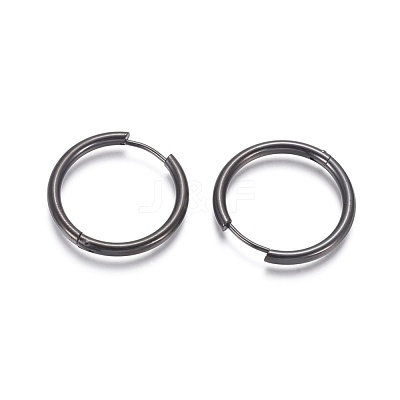 304 Stainless Steel Huggie Hoop Earrings EJEW-F111B-25mm-B-1