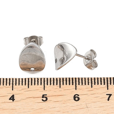 Non-Tarnish 304 Stainless Steel Oval Stud Earring Findings STAS-R063-39-1