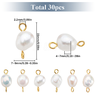 30Pcs Natural Cultured Freshwater Pearl Connector Charms PALLOY-SC00001-1
