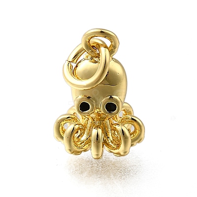 Brass Micro Pave Clear Cubic Zirconia Charms ZIRC-I070-076G-1