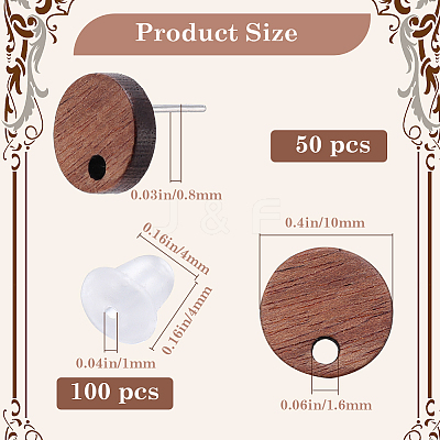 50Pcs Wood Stud Earring Finding FIND-SP0001-19B-1