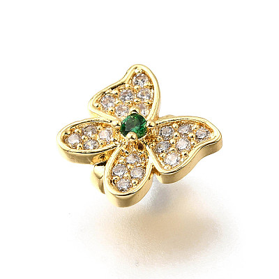 Brass Micro Pave Cubic Zirconia Charms KK-R222-01G-01-1