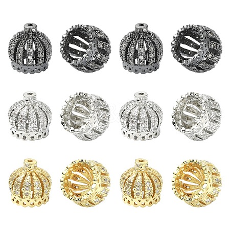 3Pcs 3 Colors Brass Cubic Zirconia Beads KK-YW0004-25-1