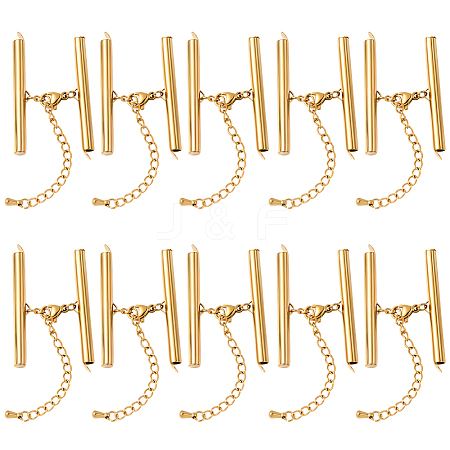 10 Sets Stainless Steel Curb Chain Extender STAS-BBC0008-21B-G-1