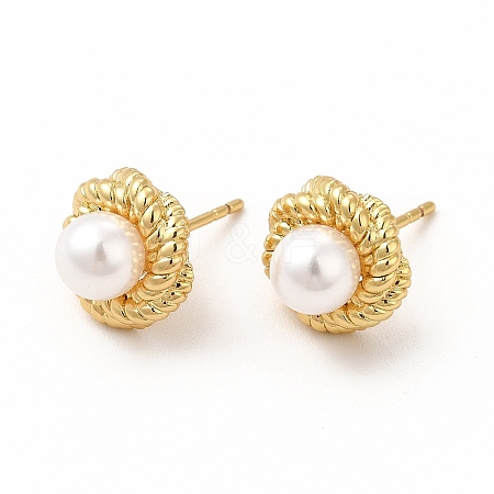 Rack Plating Brass Stud Earrings for Women X-EJEW-H091-19G-1