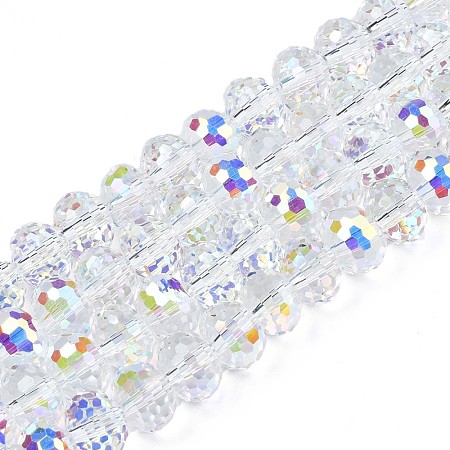 Electroplate Transparent Glass Beads Strands EGLA-N002-19A-B01-1