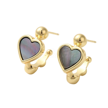 Shell Heart Stud Earrings EJEW-K287-01G-13-1