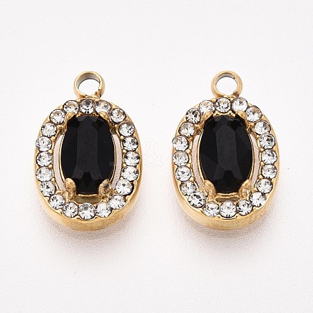 304 Stainless Steel Cubic Zirconia Charms STAS-OY004-01G-02-1