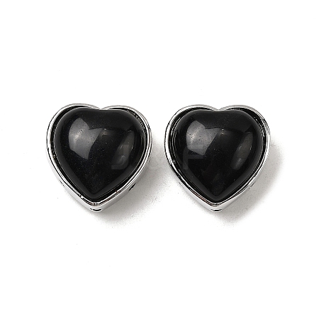 Brass Pave Natural Obsidian Heart Multi-Strand Links G-B149-13P-07-1