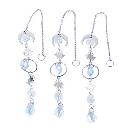 3Pcs Glass Hanging Suncatchers HJEW-TADJ0017-1