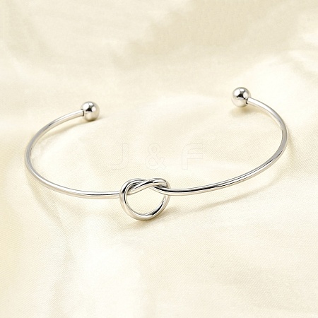 Heart 304 Stainless Steel Open Cuff Bangles BJEW-M113-01P-1