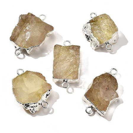 Raw Rough Natural Dyed Quartz Crystal Links Connector Charms G-K189-04S-07-1