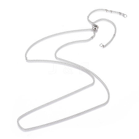 Adjustable 201 Stainless Steel Slider Necklaces MAK-L026-08A-P-1-1