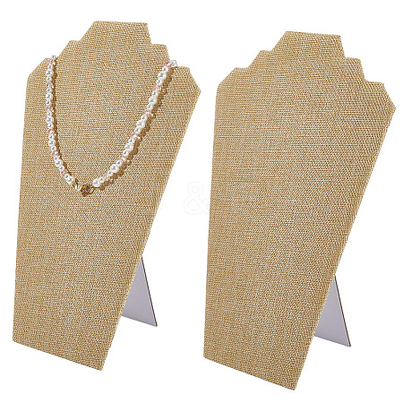 2-Slot Paperboard Covered with Linen Slant Back Bust Shaped Necklace Display Stands NDIS-WH20015-01A-1