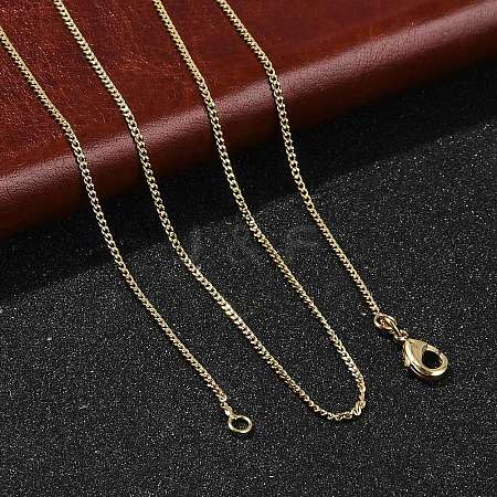 1mm Rack Plating Brass Curb Chain Necklaces for Women Men MAK-L044-26G-1