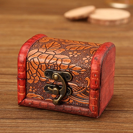 Retro Engraved Wood Jewelry Storage Treasure Boxs with Clasps PW-WG63114-06-1