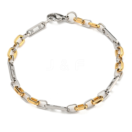 Two Tone 304 Stainless Steel Oval Link Chain Bracelet BJEW-B078-12GP-1