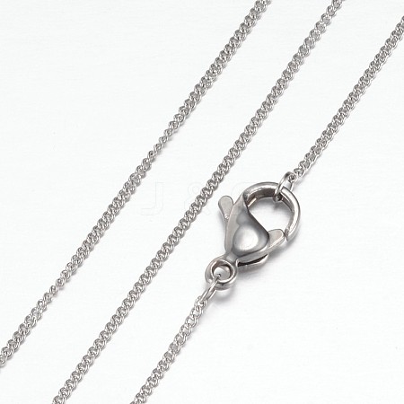 Non-Tarnish 304 Stainless Steel Curb Chain Necklaces STAS-P101-58P-1