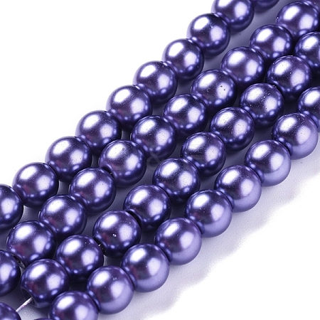 Baking Painted Pearlized Glass Pearl Round HY-XCP0001-02-1