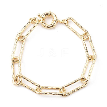 Brass Textured Paperclip Chain Bracelets BJEW-JB06063-1