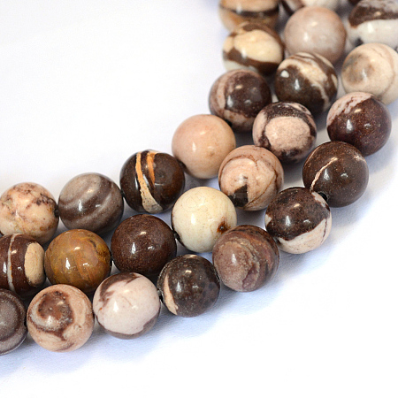 Natural Zebra Jasper Round Bead Strands X-G-E334-6mm-12-1