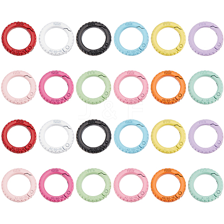   24Pcs 12 Colors Zinc Alloy Spring Gate Rings FIND-PH0017-35-1