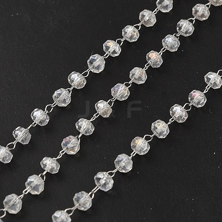 Glass Rondelle Beaded Chains CHS-B004-02P-1