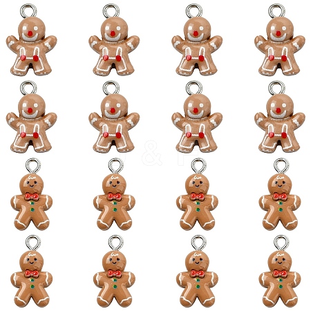 16Pcs 2 Styles Christmas Theme Opaque Resin Pendants RESI-YW0005-25-1