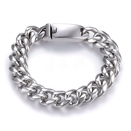 304 Stainless Steel Curb Chains Bracelets BJEW-E346-21P-1