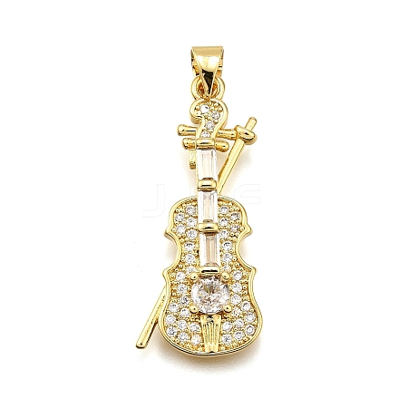 Rack Plating Brass Micro Pave Cubic Zirconia Pendants KK-K401-61A-G-1
