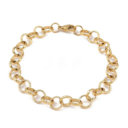 Fashionable 304 Stainless Steel Engraved Bubbles Cable Chain Bracelets STAS-A028-B087G-1