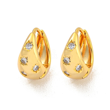 Brass Micro Pave Clear Cubic Zirconia Hoop Earrings for Women EJEW-K286-01G-1