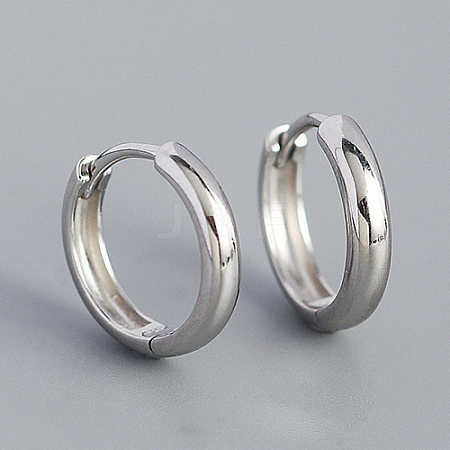 Anti-Tarnish Rhodium Plated Plain 925 Sterling Hoop Earrings MU8410-03-1