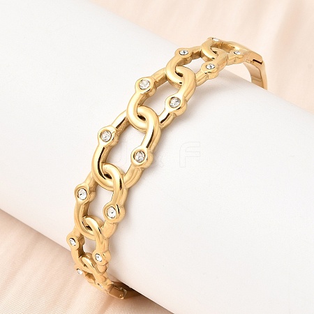 304 Stainless Steel Rhinestone Hinged Bangles for Women BJEW-B168-19G-1
