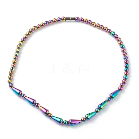 Electroplate Non-Magnetic Synthetic Hematite Beaded Necklaces NJEW-H307-03-1