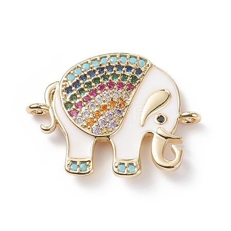 Brass Micro Pave Colorful Cubic Zirconia Connector Charms KK-B059-05G-02-1