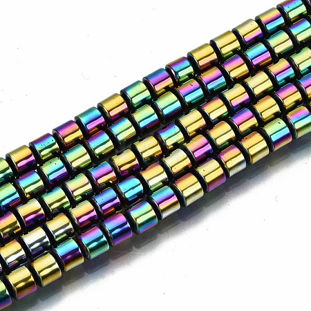 Rainbow Electroplate Non-magnetic Synthetic Hematite Beads Strands G-T114-61-M-1