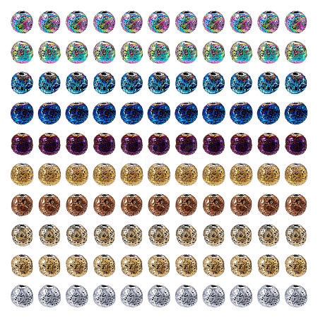 150Pcs 10 Colors Electroplated Natural Lava Rock Beads Strands G-PJ0001-03B-1