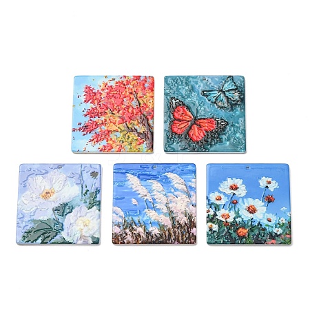 Embossed Double Face Printed Acrylic Pendants AC-CBAC02B-02-1