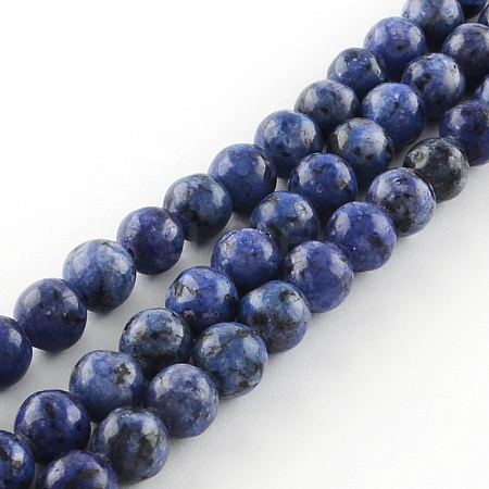 Dyed Natural Sesame Jasper Round Beads Strands G-R342-6mm-12-1