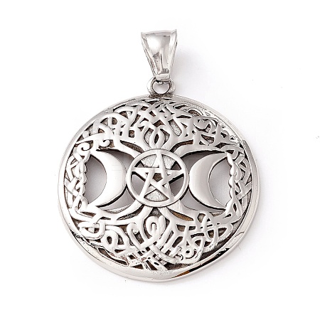 Tibetan Style 304 Stainless Steel Pendants STAS-P305-63AS-1